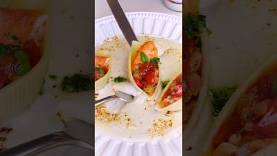 Macarrão Concha com Salmão e Leite de Coco