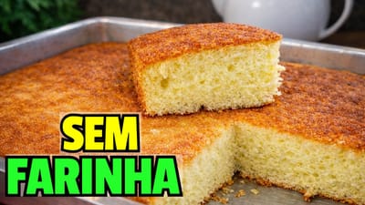 Bolo de Creme de Leite Sem Farinha Muito Fofinho e Gostoso