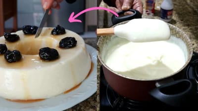 Manjar de Coco con Salsa de Ciruela Pasa