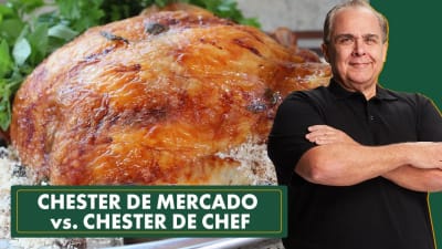 Chester Suculento com Marinada Caipira e Farofa de Miúdos