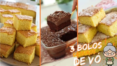 Três Opções de Bolo Caseiro: Fubá Fofinho, Chocolate Cremoso e Cinco Xícaras