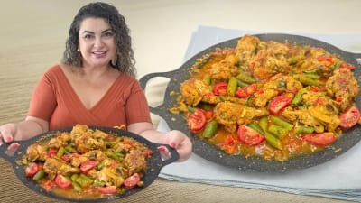 Pechuga de Pollo Frita sin Aceite con Okra