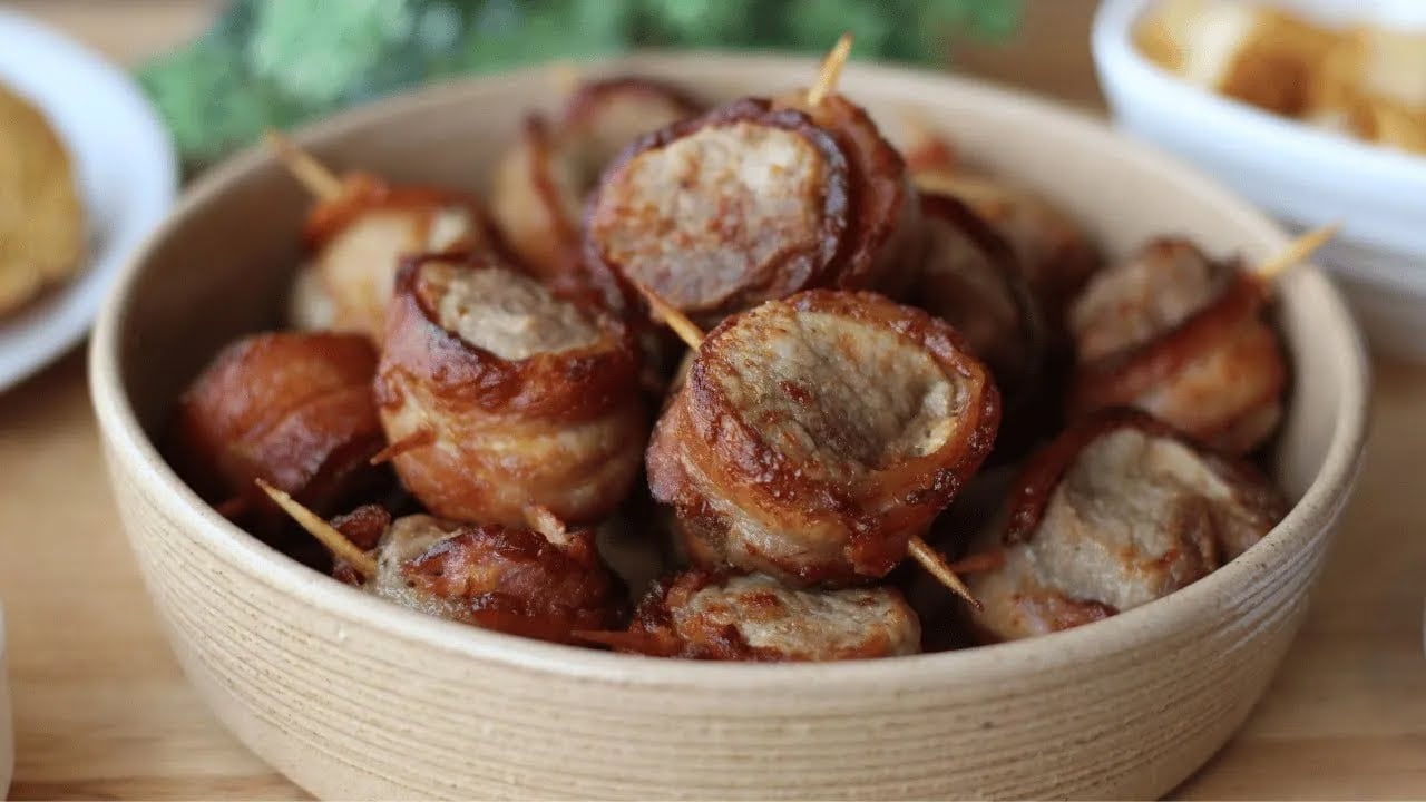 Espetinhos de Filé Mignon Suíno com Bacon na Airfryer
