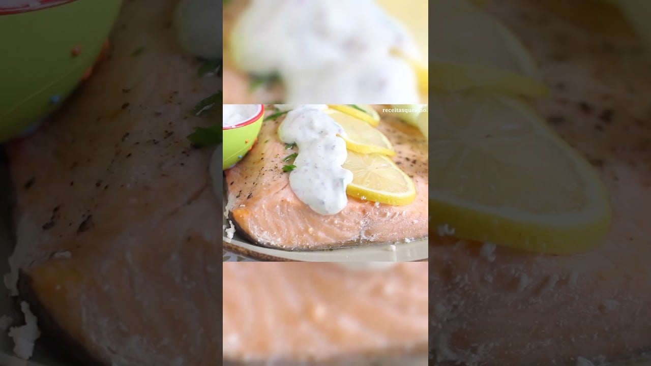 Salmón Asado con Salsa de Mostaza y Ajo