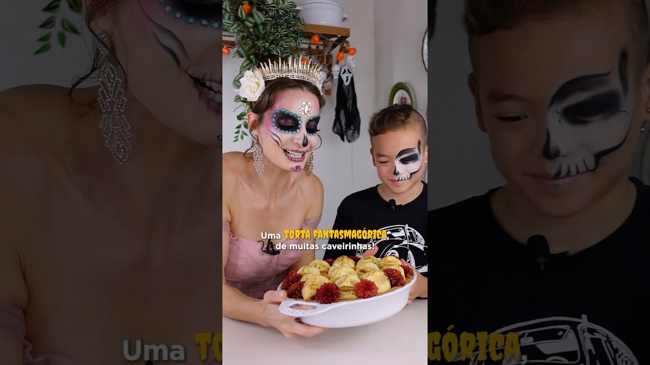 Torta de Maçã com Doce de Leite de Halloween (Caveiras)