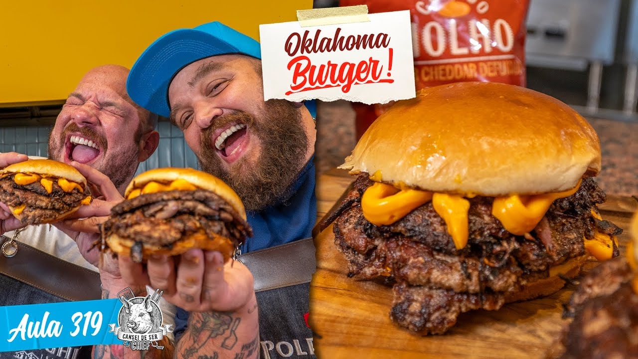 Triplo Smash Burger Estilo Oklahoma com Molho Cheddar Defumado