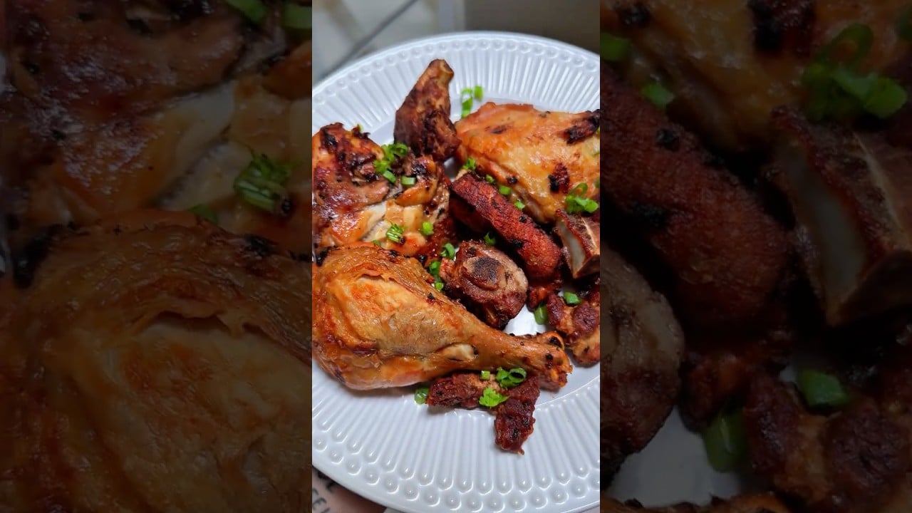 Costillitas y Pollo en Freidora de Aire Sin Aceite