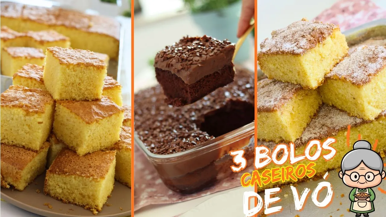 Três Opções de Bolo Caseiro: Fubá Fofinho, Chocolate Cremoso e Cinco Xícaras