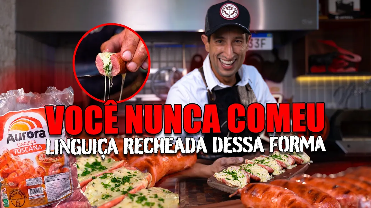 Chorizo de Cerdo Tipo Toscana Relleno de Crema de Quesos y Ajo a las Brasas